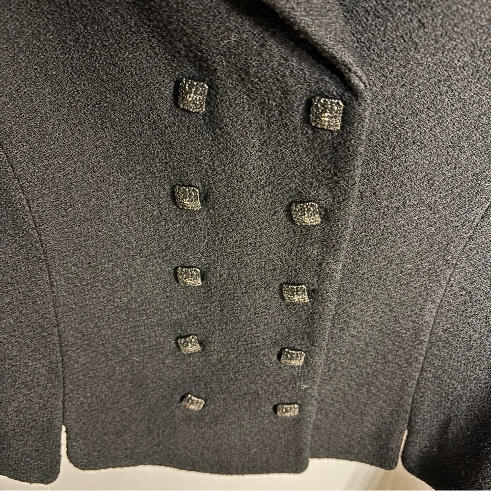 St. John Collection Black Women's Knit Boucle Double Breasted Blazer Sz 12 EUC